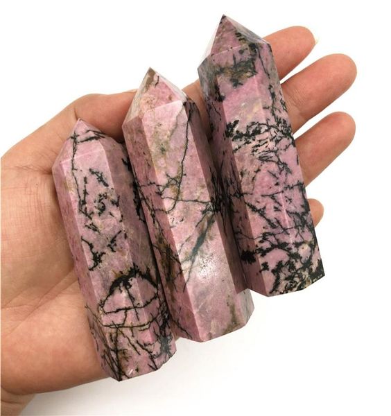 67 cm Natural Rhodonite Arts and Crafts Crystal Tower Gifts Guarigione Ornamenti di pietra di energia Reiki lucidata 3242777