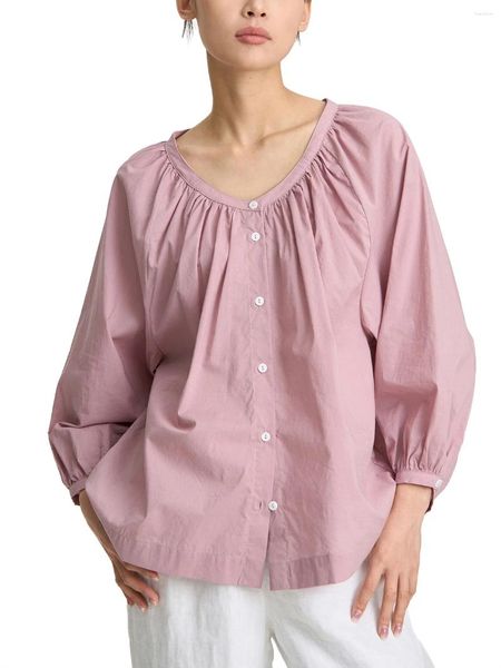 Camicette femminili oversize camicia da camicia da camicia da donna manica lanterna in stile francese in stile francese top top leggero