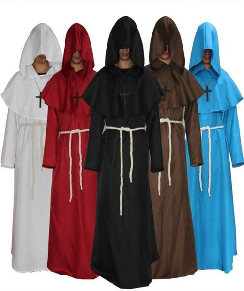 Halloween erwachsene Männer mittelalterliche Mönche Wizard Cosplay Halloween Kostüme für Männer Erwachsener religiöser Pate Partei Zauberer Kapuze -Robe RR2423242