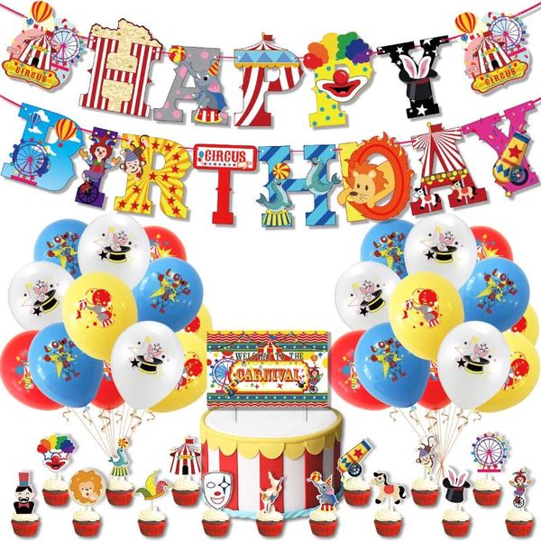 Decorazione per feste 1Set Circus Birthday Ballions Magic Clown Banner Air Globos per arredamento di carnival Forniture per baby shower decorazioni