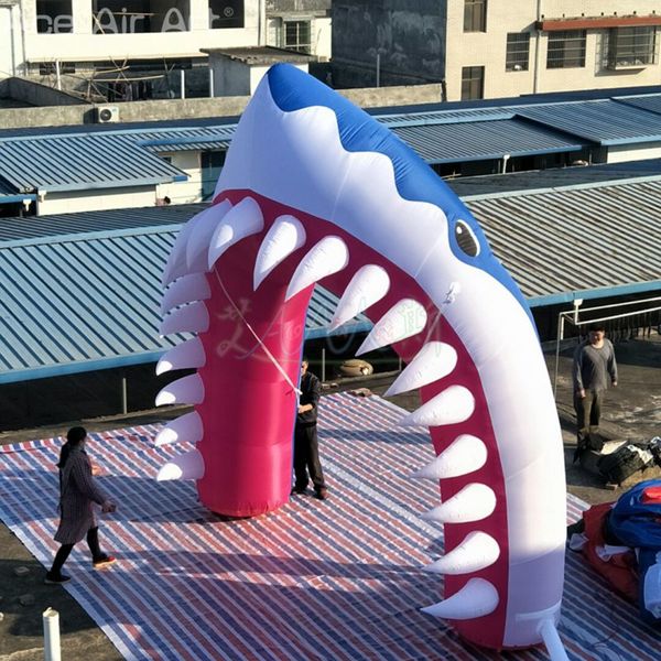 Atacado 10mW de 32,8 pés de largura Arch Arch Inflável de tubarão Archway Decoração de Animal Gantry para anúncio ou promoção no Playground e Center Park