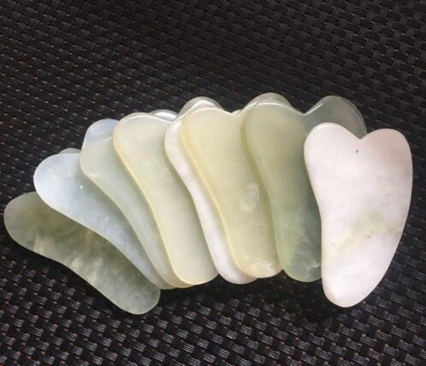 Natural Sha Board Green Jade Stone Guasha Cure Agopuntura Strumento di massaggio per il corpo Face Relaxation Beauty Health Care Strumento KD15507934