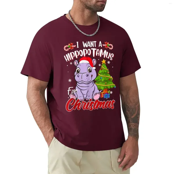 Polos da uomo voglio un ippopotamo per Natale divertente T-shirt per pigiami ippho-hippo personalizzato