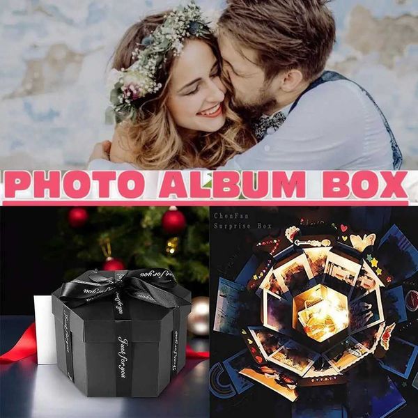 3pcs regalo avvolgimento nuovo album fotografico box fai da te scrapbook adorabile esplosione coppia box love ricordo anniversario di San Valentino Girl Girl Love Gift