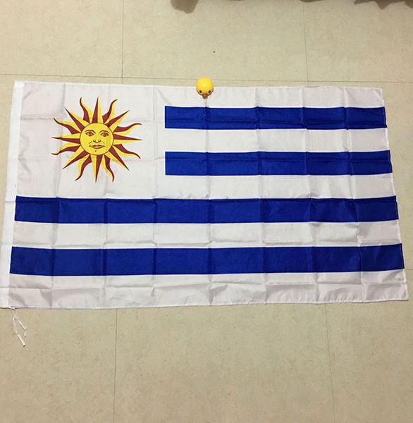 Флаг Уругвай 3х5 фута 150x90 см. Полиэфирная печать в помещении на открытом воздухе, продавая национальный флаг с латунными натуралами Shippin4832294