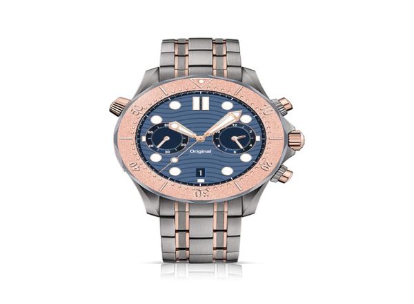 MEN039S Luxury Quartz Saat 21060422099001 Deniz Gül Gül Altın Paslanmaz Çelik Kılıf Master Mavi Tam Çalışma Kronograf Markası 45788931
