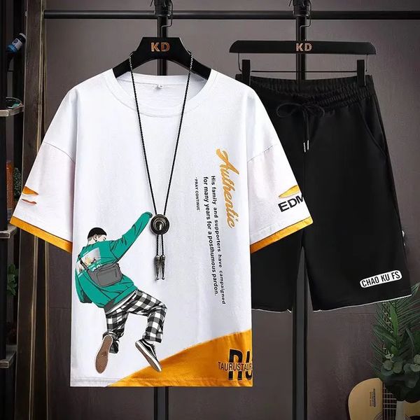 Men Clothing Set T-Shirt Shorts Anime ein Stück Sauron Backdruck T-Shirt Shorts Japan Street Hip Hop Freizeit Sports Kleidung 240430