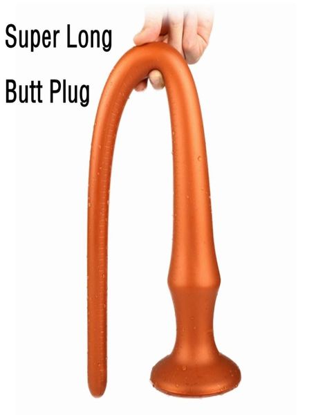 Super Long Silicone Butt Plug Anal Dildo Anus Masturbador Dilator Massagem Próstata Anal Plug adulto para homens Mulher gay q05083478277