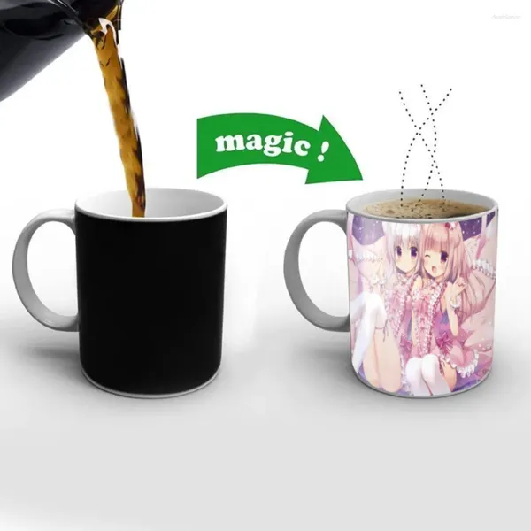 Massen FBH-Pink-Kawaii-Anime-Girl-Illustration-Tapestry-ästhetische Keramik Kaffee Farbe Wechsel Tee Milch Tassen Interessante Geschenke