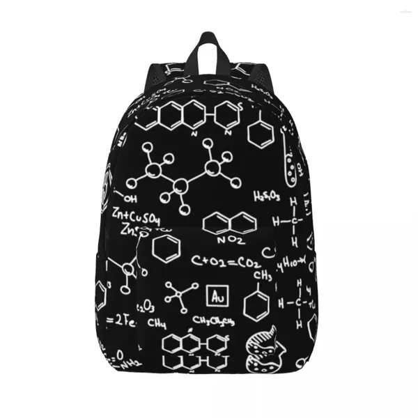 Backpack Science Chemistry Muster Canvas -Rucksäcke für Frauen School College -Studenten Buchbag für 15 -Zoll -Laptop -Labor -Tech -Taschen