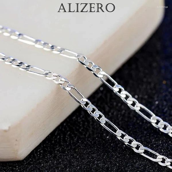 PENDANTI ALIZO 925 Sterling Silver 2mm Sideways Flat Chain 16/09/20/22/24/26/20/28/30/30 pollici Collana per donne Fase Wedding Gioielli