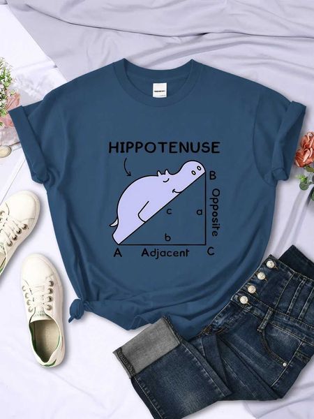 Frauen T-Shirt Y2K Short Slves Sunmmer T Shirt Hippo Slping on Math Problem Drucke T Shirt Frauen Trendy Casual Clothing Neue Sommer Tops Y240509