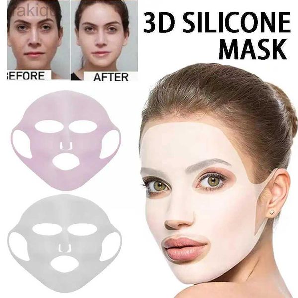 Limpeza 1pc A tampa da máscara facial de silicone pode hidratar repetidamente e apertar o gel em V Anti Lift Skin Ratrinkles Care forma de comprimido Máscara facial N2A1 D240510