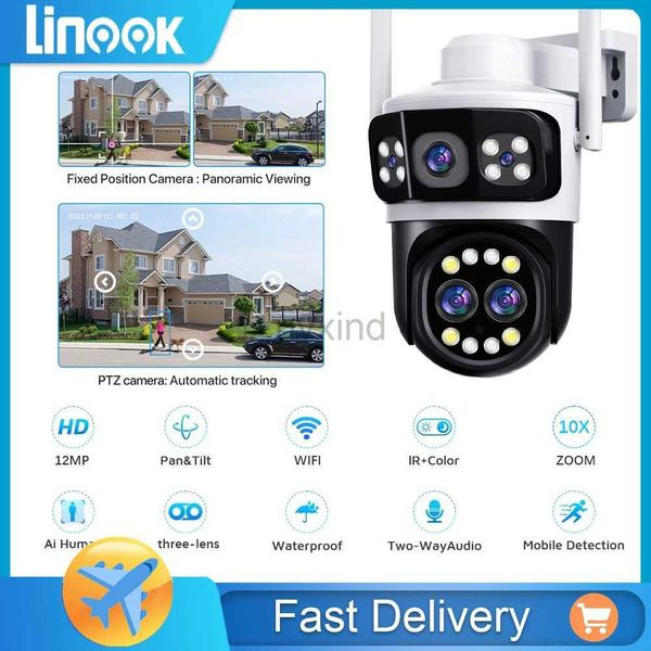 Câmeras IP linook yoosee 12mp 10x zoom óptico impermeável CCTV Câmera de segurança sem fio CCTV externo Pan de segurança pan de tilt 360 IP Câmera de rastreamento de movimento D240510