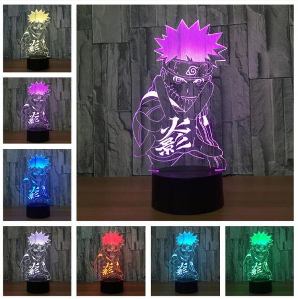 Naruto Anime 3D Night Light Creative Illusion 3D лампа Светодиод 7 Цвета смены настольная лампа для дома для Kid039S День рождения рождественские подарки 4532434