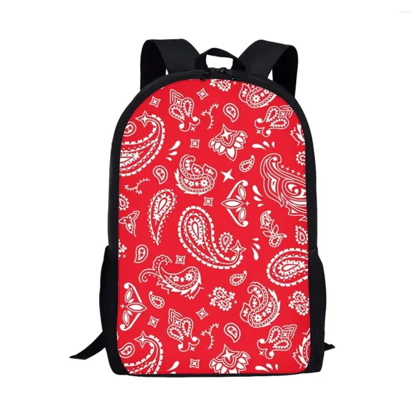 Mochila Paisley estilo verde vermelho preto rosa bolsas escolares ombro portátil de moda para projetos de estudantes mochilas presentes de férias