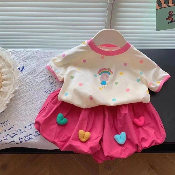 Conjuntos de roupas para crianças bebês conjuntos de crianças roupas de calça de broto de flor doce rosa