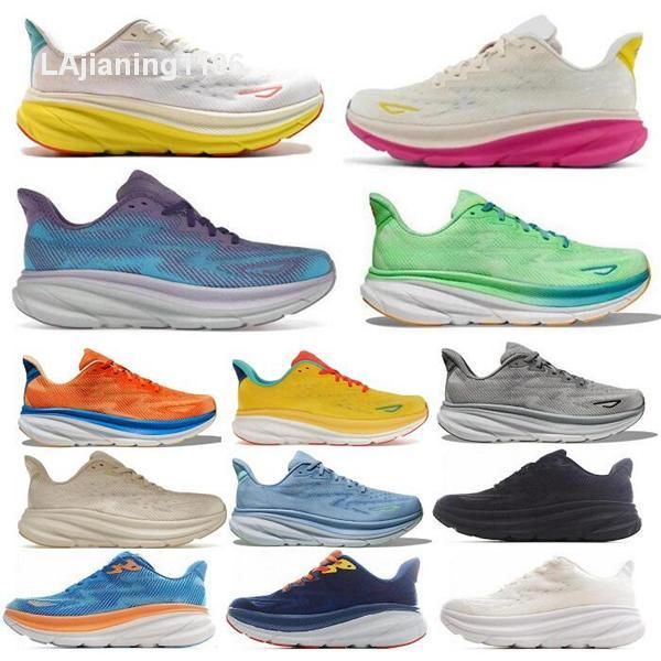 2024 Clifton 9 Erkek Kadın Koşu Ayakkabı Trainer Sneaker Hok Hola One Cliftons 9S ÇALIŞMA Üçlü Beyaz Siyah Ücretsiz İnsanlar Alacakaranlık Pembe Alacakaranlık Boyutu 5 - 12