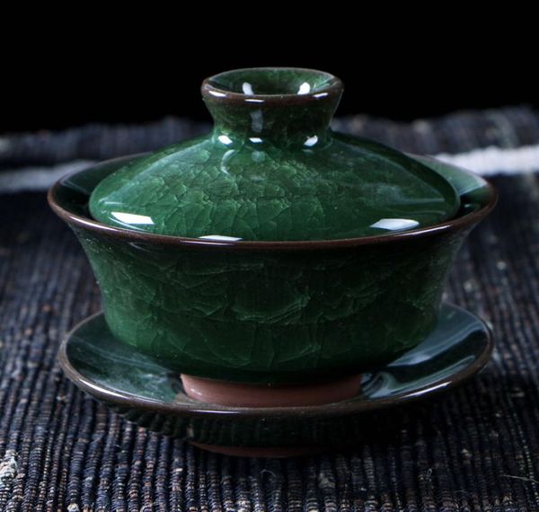 Múltipla tigela com esmalte de gelo rachado Conjuntos de chá de chá de café Crack de gelo TEAPOT GAIWAN Chinês Kung Fu Tool1489642