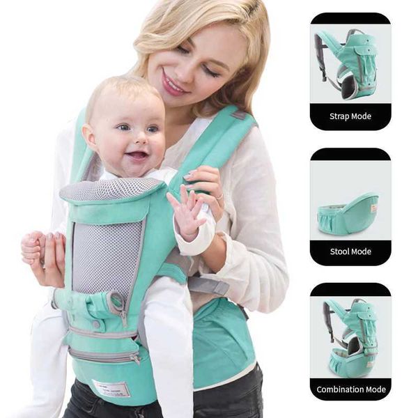 As transportadoras lingam as mochilas ergonômicas transportadoras infantis infantis garoto bebê hippeat sling frontal voluou portador de embrulho de bebê para viagem de bebê 0-36 meses T240509