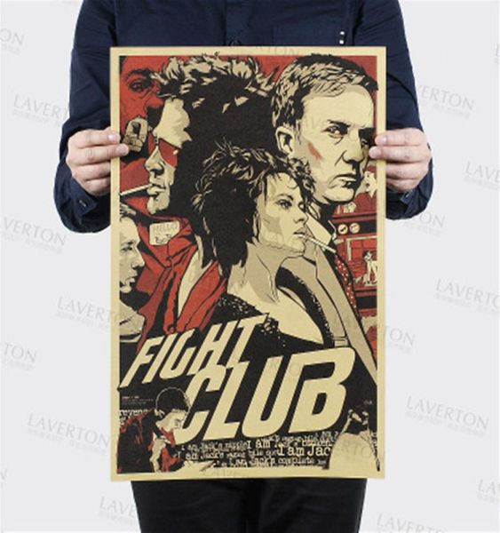 Клуб боевого клуба Kraft Paper Poster Movie Vintage Paper Poster Retro Art Art Wall Decorment Wall Sticker 515x35 CM7935872