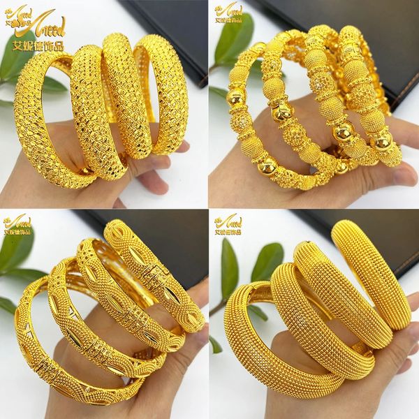 Aniid Luxury Dubai Gold Color Bangles for Women Arabic Bridal Bracelet Bracelet Нигерийский свадебный подарки Африканский ювелирное украшение 240510