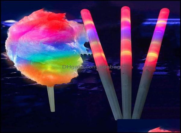 LED -Baumwoll -Süßigkeiten Glühstäbchen leuchten blinkende Kegelfee Fairy Floss Stick Lampe Home Party Dekoration Drop Lieferung 2021 Event 6015376