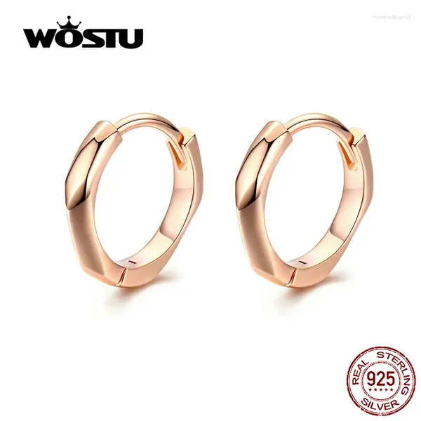 Orecchini a cerchio Wostu Gold rosa 925 Sterling Silver Piccolo per donne Fedding Original Gioielli CTE119