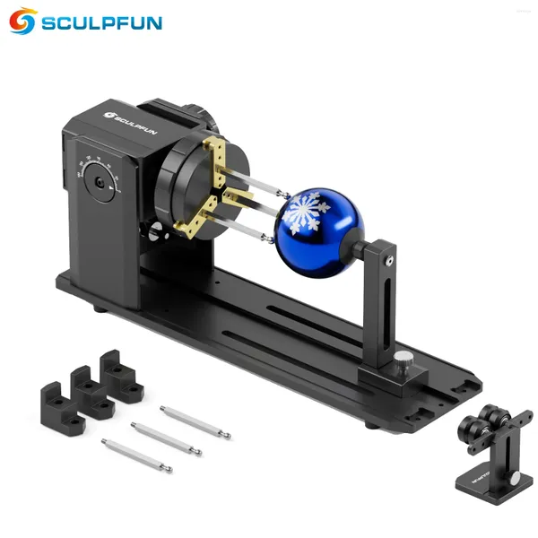 Impressoras Sculpfun Ra Pro Roller Roller Módulo rotativo de eixo y do eixo com 180 ° ângulo ajustável para gravar a anel de água cilíndrica
