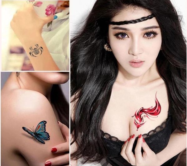 Gefälschte Frauen Männer diy Henna Körperkunst Tattoo Design Schmetterlingsbaum Zweig lebendige temporäre Tattoo Aufkleber6951992