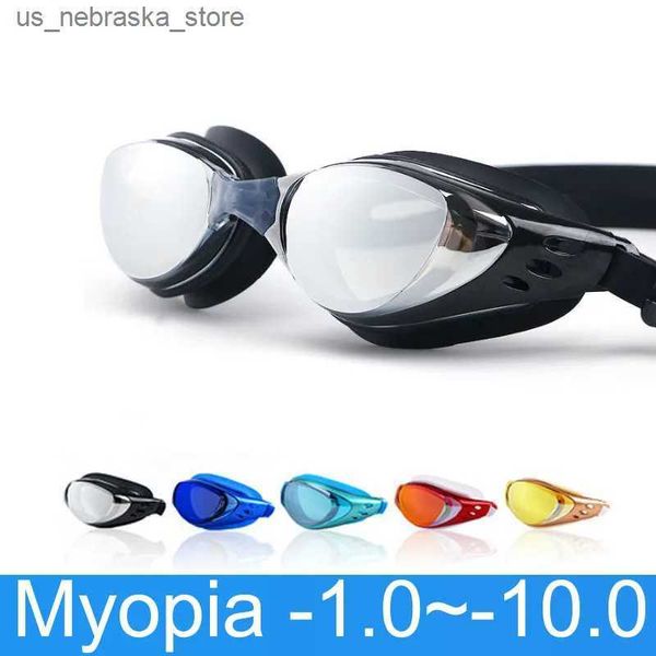 Погруженные очки для плавания Goggles Myopia Плавание Рецепт -1,0 ~ 10 водонепроницаемые и анти туманный дайвинг маска, подходящая для взрослых детей Q240410