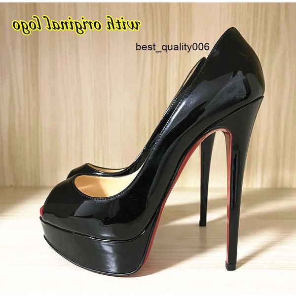 Designer High Heel Scarpe Donne Peep TOES SANDALS 14 cm Nero Nude Pattente in pelle Lusery S Loubotinlies Christian Christianlies Christan Christianss Red Botthies