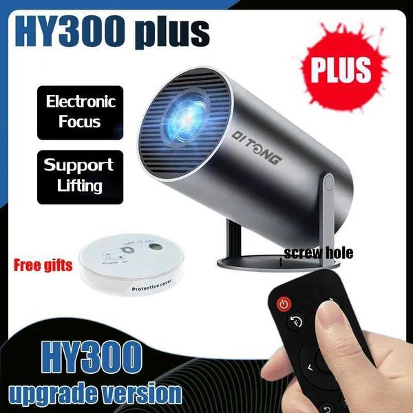 Projetores Ditong Hy300 Plus Projector 4K Android 1080p 1280 * 720p Full HD Home Theater Video Mini LED projetor para atualização de filme J240509