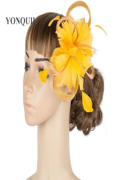 17 Farben hochwertige Sinamay -Material Faszinator Kopfbedeckung Hochzeit Hut Rennhaarzubehör für die gesamte Saison MYQ0675508115