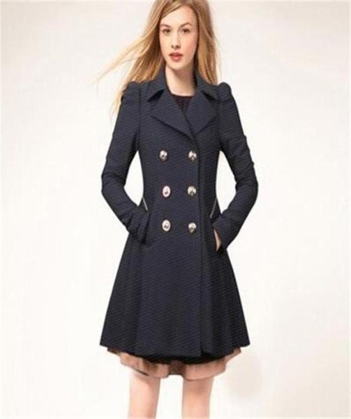 Женщины Coats Winter Trench Poat Fashion Solid Overdown Turndown воротник Slim Overwear Button Black Navy Beige Clothing8921402