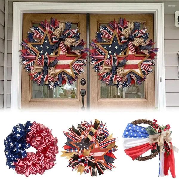 Flores decorativas 4 de julho de grinalda patriótica America Independence Tree Home American pendurou Party Party Wall Bandlel Supplies Gar W3C1