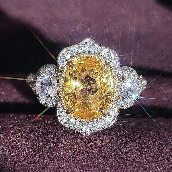 Anello di promessa unico Imposta argento Cubic Zirconia Anelli da sposa per le donne Gioielli fiori di fidanzamento da sposa