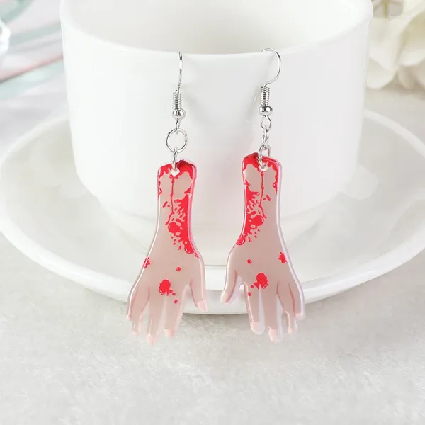 Brincos de balanço 1 par de pares de mão sangrenta e assustadores gota de acrílica de halloween jóias de Halloween de Halloween