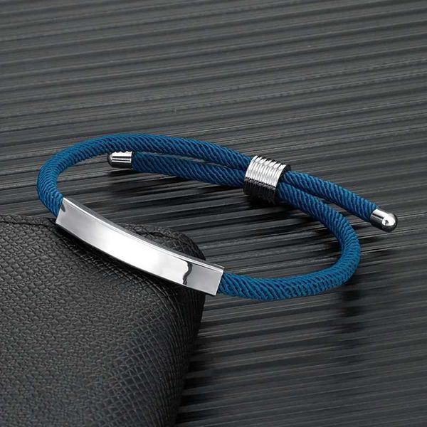 Braccialetti di fascino mkendn coppia di corda filo regolabile minimalista per uomini donne incisione personalizzabile in acciaio inossidabile in acciaio inossidabile bangle personalizzato Y240510