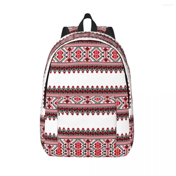 Backpack Ucrânia Vyshyvanka Bordado Laptop Mulheres Menino Casual Bookbag para estudantes universitários escolares Bohemian Geométrico Bags