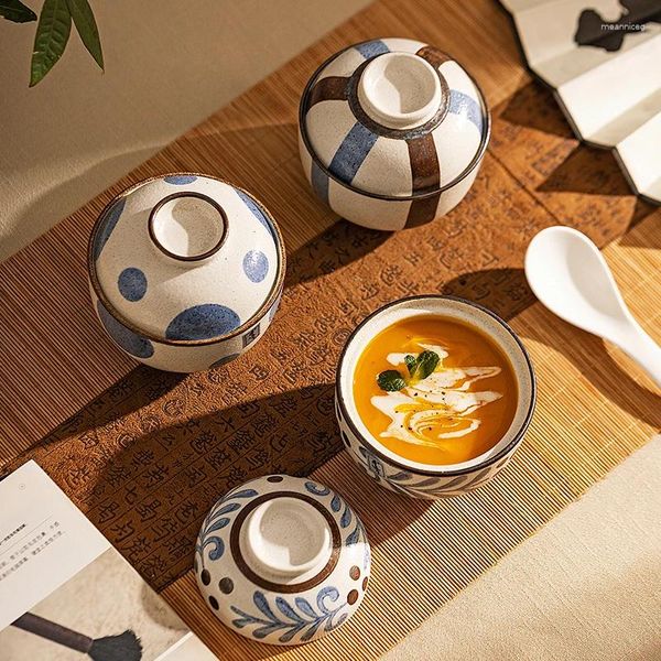 Schalen Japanisches Keramikgeschirr gedämpftes Ei und Vogelnest Dessert kreative kleine Schüssel mit Deckelsuppentopf