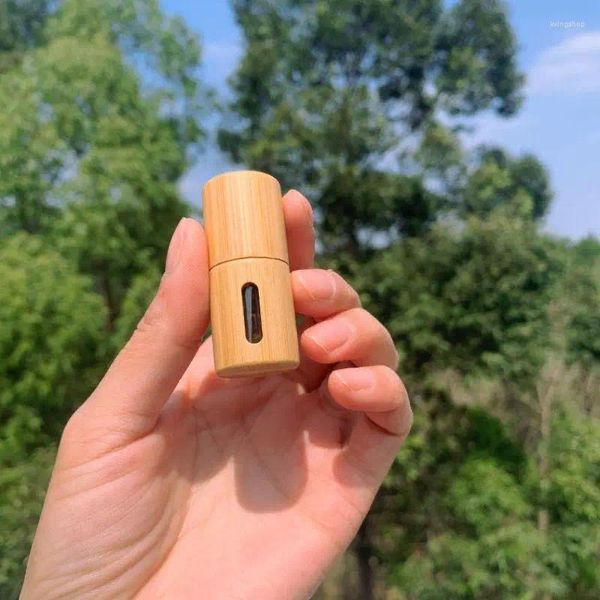 Bottiglie di stoccaggio 1pc Stile cinese Simplicità Bamboo Cuscinetto Sfume Spalato Bottiglia di ricarica Olio essenziale Vial vuoto