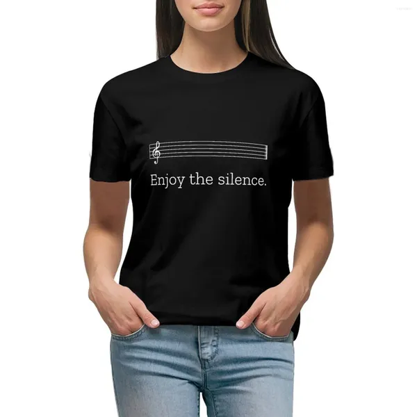 Polos da donna Goditi la citazione muta del silenzio per gli amanti della musica T-shirt Summer Tops Shirt Animal Stamp Girls Western magliette Western Women Women