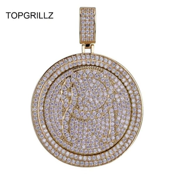 Topgrillz QC Spinner Lettera a pendente Collana ghiacciata Hip Hoppunk Gold Silver Color Chains for Men Cz Charms Gioielli Gift J19071331227527