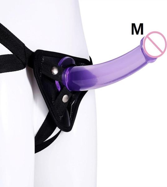 Massaggio giochi di sesso trasparente Penis lesbica Ultra elastica cinghia con cablaggio su dildo per donne coppie vagina anale sesso9829005