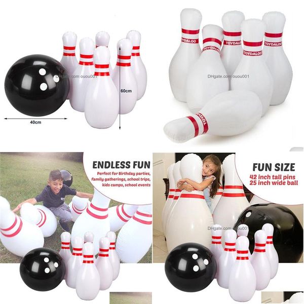 Bowling NT Blasable Set für Kinder Outdoor Sports Spielzeug Rasenhof Spiele Eltern Kind Interaktives Spiel Garten Drop Delivery DHX71