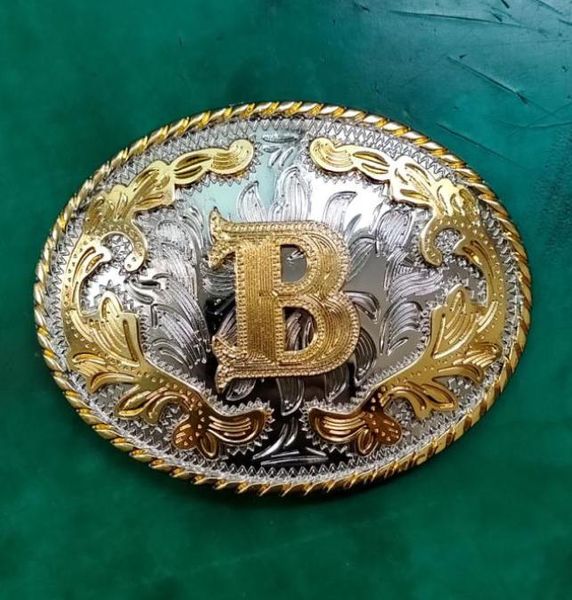 1 PCS Golden B Golden B Fibbia iniziale uomini Western Cowboy Cintura Cowgirl Cintura Fit 4 cm Cinture a jeans larghezza Head5494222