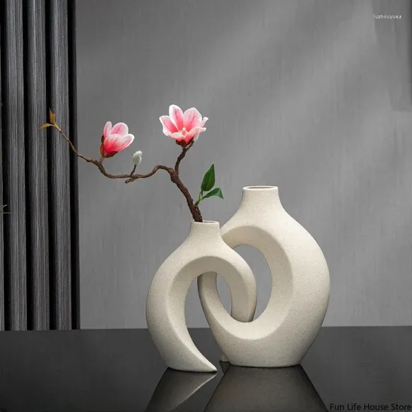 Вазы скандинавские творческие простые керамические вазы украшения гостиная телевизионная шкаф для дома