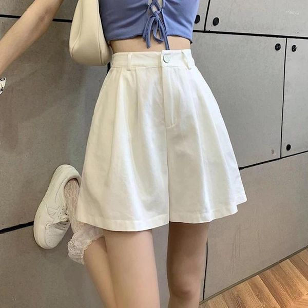 Shorts femminile Rimocy Summer White Gambe White Women 2024 Pantaloni corti elastici coreani pantaloni corti Donna chic tutte abbinate signore sciolte