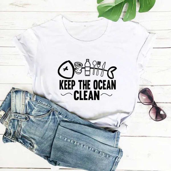 T-shirt femminile KP Ocean Cleaning salva le nostre camicie oceaniche appena arrivate estate 100% cotone camicie divertenti camicie eco-amiche